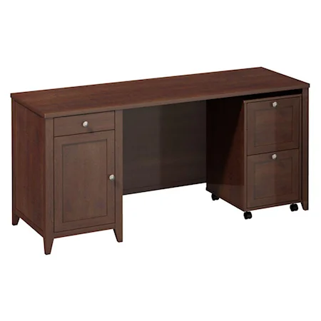 Double Pedestal Desk with 2 Drawer File Cabinet (FF)